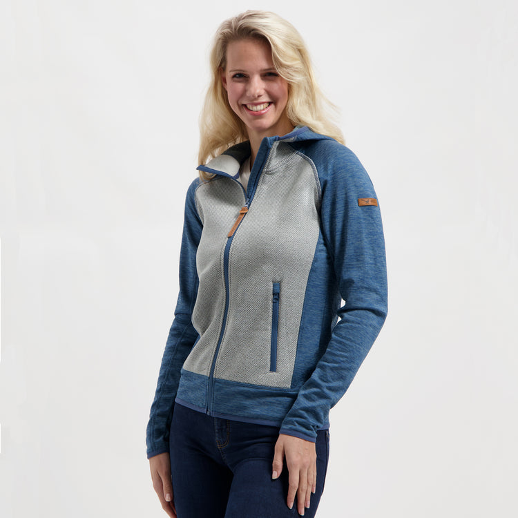 Clara Women - Outdoor cardigan - Fleece lining - Blue MV