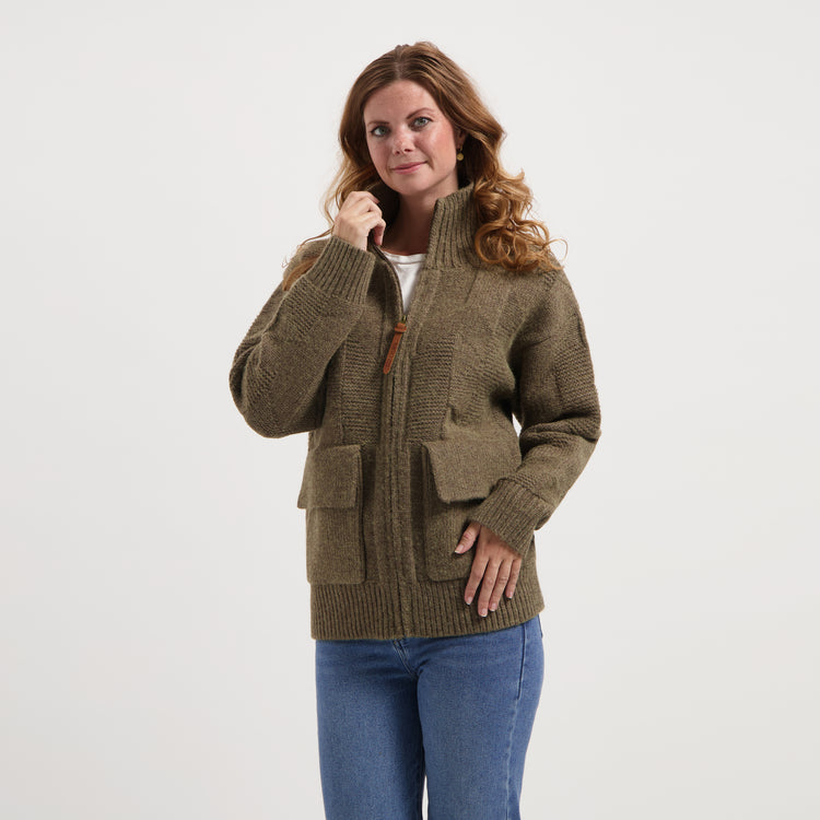 Tamar Women - Cardigan - Coarse knit - Brown MV