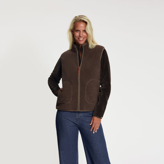 Maya Women - Outdoor Bodywarmer - Teddy - Dark Brown MV
