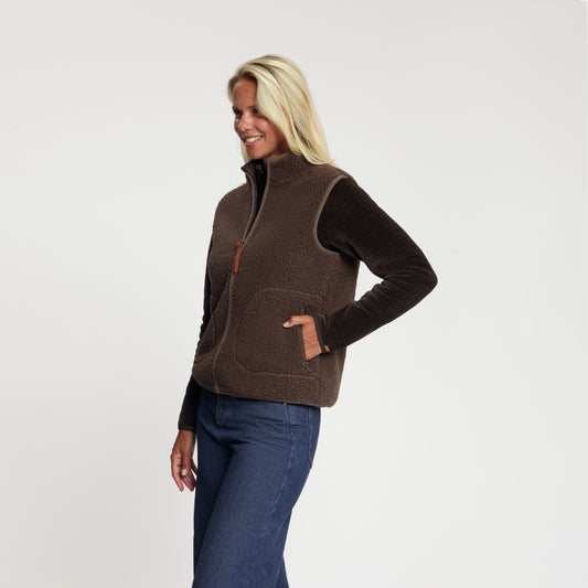 Maya Women - Outdoor Bodywarmer - Teddy - Dark Brown MV2