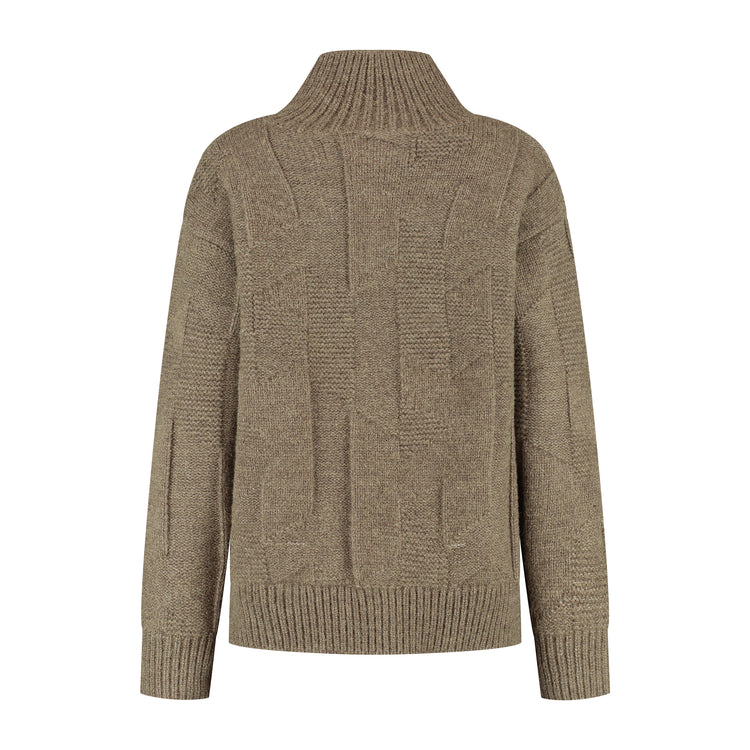 Tamar Women - Cardigan - Coarse knit - Brown B