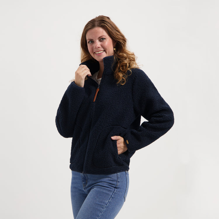 Teddy Women - Outdoor cardigan - Teddy fleece - Navy MV