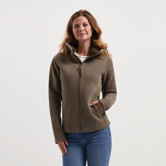 Macy Women - Outdoor cardigan - Fleece - Dark brown MV