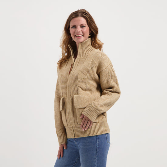 Tamar Women - Cardigan - Coarse knit - Sand MV